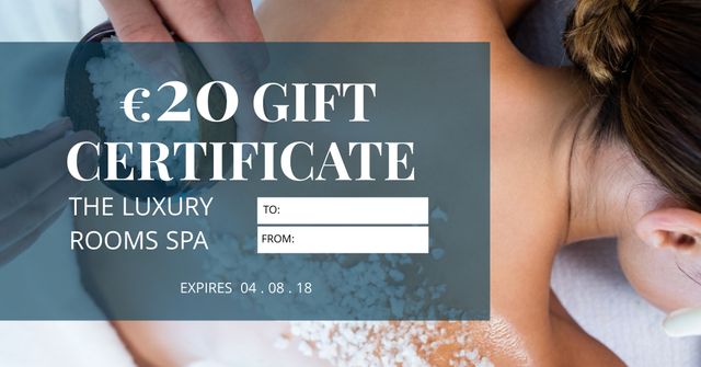 €20 Spa Gift Certificate with Serene Massage Scene - Download Free Stock Templates Pikwizard.com