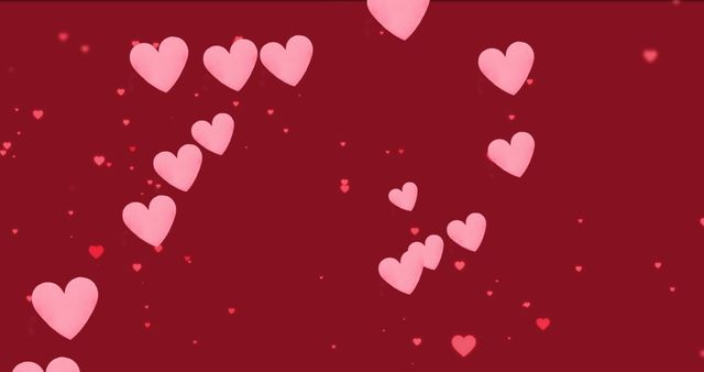 Floating Pink Hearts on Red Background for Valentine's Day - Download Free Stock Images Pikwizard.com