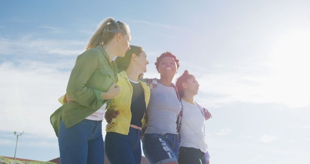 Group of Diverse Friends Enjoying Sunny Day Outdoors - Download Free Stock Images Pikwizard.com