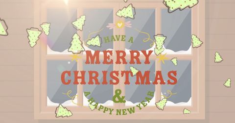 Festive Holiday Greeting with Falling Christmas Trees