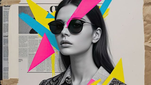 Stylish Woman in Sunglasses with Vibrant Neon Abstracts