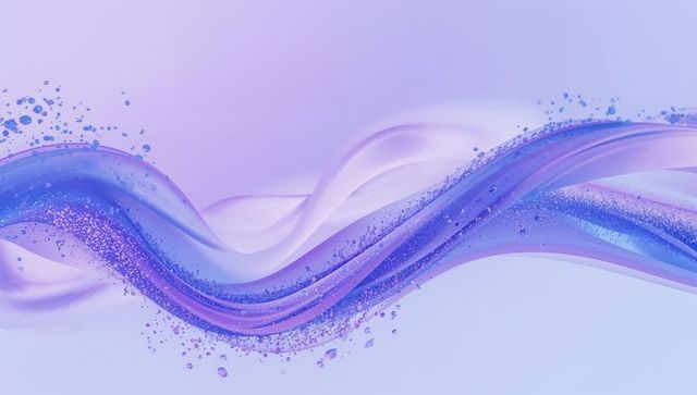 Ethereal Lavender Ribbon Wave Flowing with Glitter Speckles Across Soft Pastel Background