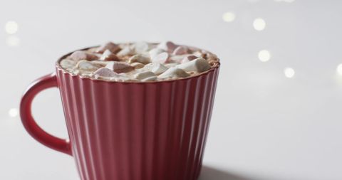 Cozy Winter Hot Chocolate with Marshmallows in Red Mug - Download Free Stock Images Pikwizard.com