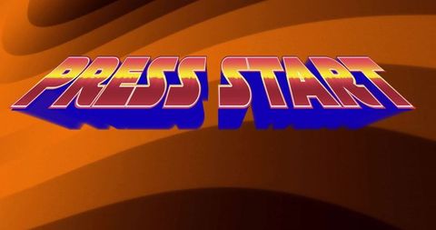 Stylized 3D Press Start Text on Vibrant Abstract Background