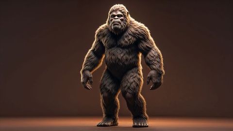 Majestic ape-like creature standing in studio environment