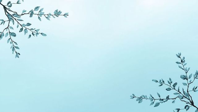 Minimal teal branches on pale blue gradient with large negative space for design