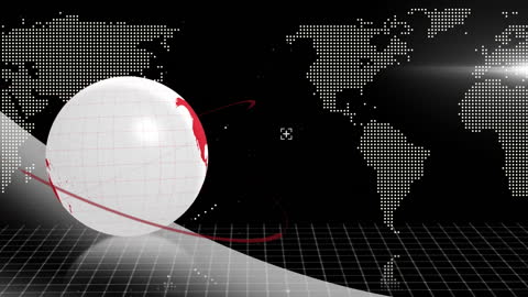 Digital Globe with World Map on Black Background