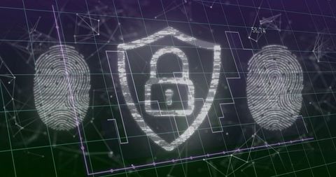 Shield with Fingerprints Symbolizing Digital Security