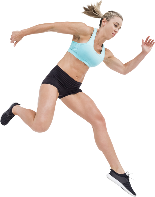 Enthusiastic Female Athlete Mid-Air with Transparent Background - Download Free Stock Videos Pikwizard.com