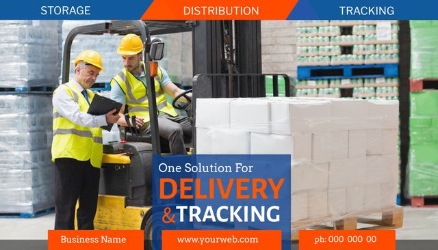 Efficient Forklift Teamwork in Warehouse Distribution and Tracking - Download Free Stock Templates Pikwizard.com