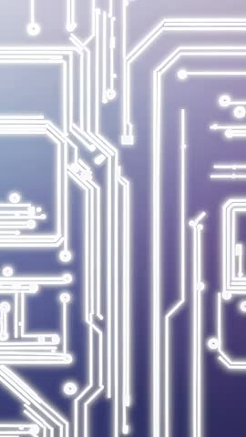 Pulsing Neon Circuit Lines Vertical Loop for Futuristic Digital Connectivity and Flow
