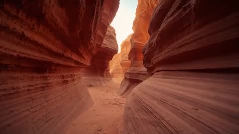 Exploring Sandstone Stretch with Sunlit Path Ahead