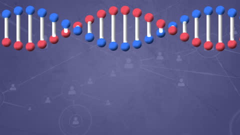 Abstract Digital DNA Strand with Network Connections on Purple