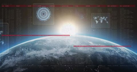 Data Processing Interface Over Earth with Digital Scans - Download Free Stock Images Pikwizard.com