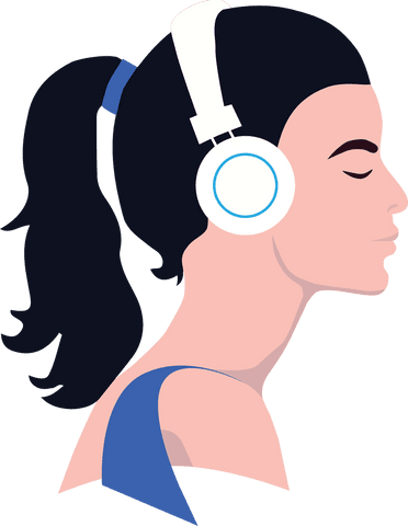 Transparent Illustration of Woman Listening to Music on Headphones