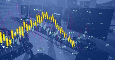 Financial data charts in modern office technology