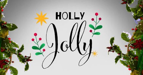 Festive Holly Jolly Holiday Design with Holly Decorations - Download Free Stock Images Pikwizard.com