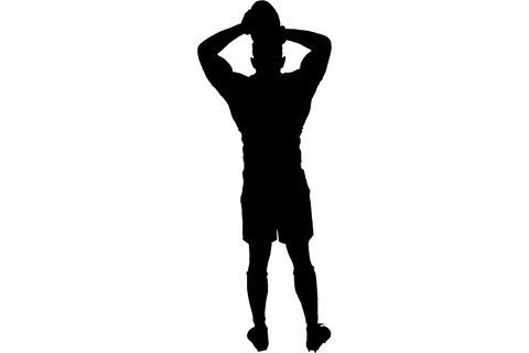 Silhouette of energetic male rugby player on transparent background