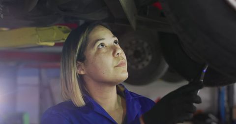 Mechanic Examining Car Undercarriage in Workshop - Download Free Stock Images Pikwizard.com