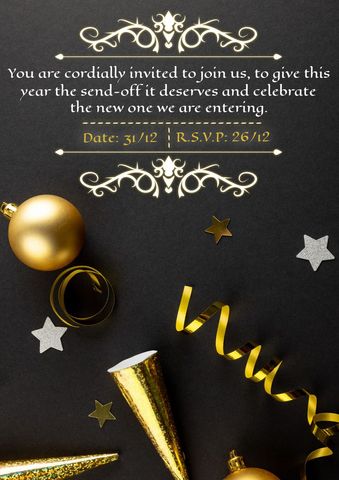 elegant new year's eve invitation with decorations - Download Free Stock Templates Pikwizard.com