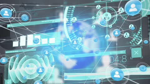 Futuristic Digital Interface Displaying Global Network Connections