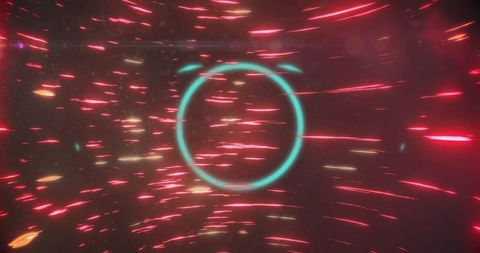 Futuristic light trails with glowing circular patterns