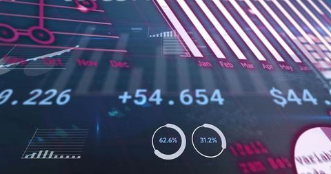 Futuristic Digital Interface on Blue Background with Financial Charts - Download Free Stock Images Pikwizard.com