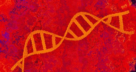 DNA Strand Illustration in Fiery Abstract Background