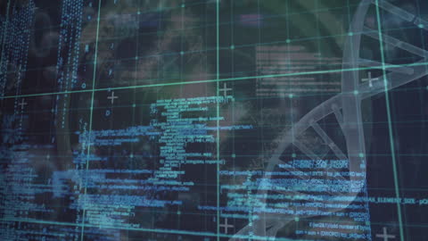 Futuristic Bioinformatics Concept: DNA and Data Networks