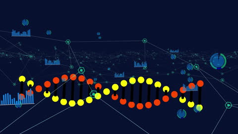 Abstract DNA Helix Illustrating Genetic Data Flow