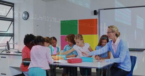 Teacher Guiding Diverse Students in Creative Classroom Activity