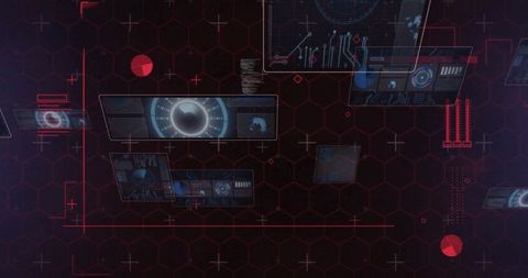 Futuristic Holographic Technology Interface on Hexagonal Grid