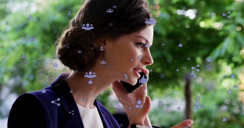 Woman Engaging with Digital Communication Connections Outdoors