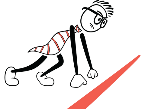 Cartoon runner ready to start on transparent background