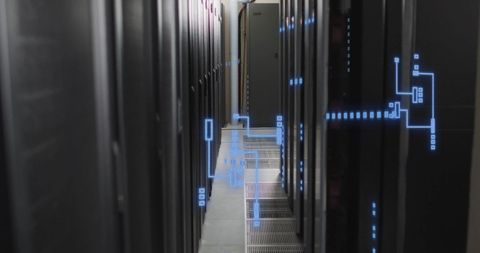 Futuristic Data Center with Digital Circuit Overlay - Download Free Stock Images Pikwizard.com