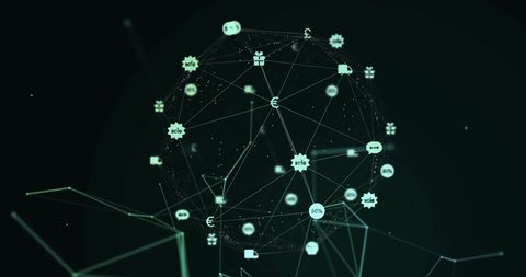 Digital Global Network Sphere with Technology Icons - Download Free Stock Images Pikwizard.com