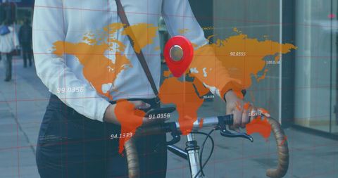 woman navigating city with bicycle and global positioning - Download Free Stock Images Pikwizard.com