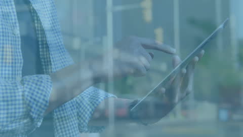 Businessman Using Tablet Animation with Digital Interface