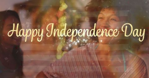 Independence Day Celebration with Smiling Woman Outdoor