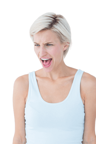 angry blonde caucasian woman shouting on transparent background - Download Free Stock Videos Pikwizard.com