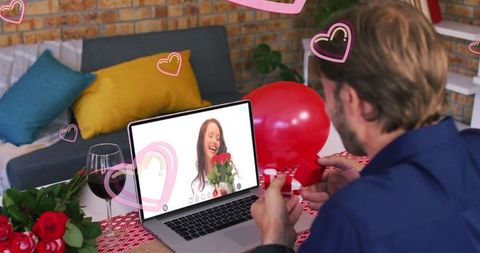 Romantic Virtual Proposal on Video Call with Hearts