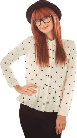 smiling hipster woman wearing stylish hat and glasses on transparent background - Download Free Stock Videos Pikwizard.com