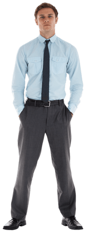 Serious Businessman with Confident Posture in Transparent Background