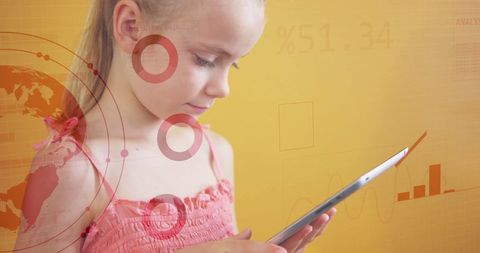 Young Girl Engaging with Tablet Technology Infographic