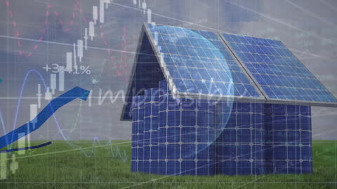 Solar House with Finance Charts and Growth Trends