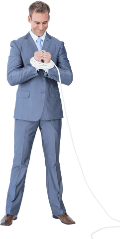transparent businessman tied with rope symbolizing constraint - Download Free Stock Videos Pikwizard.com
