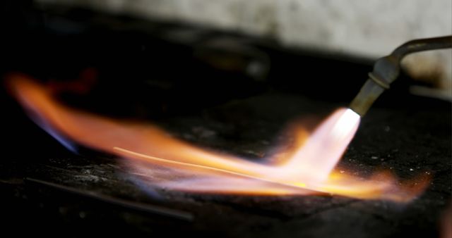 Close-Up of Hot Blue Flame from Blowtorch - Download Free Stock Images Pikwizard.com