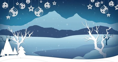 Winter Wonderland with Snowflakes and Christmas Ornaments