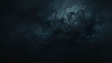 Abstract smoke swirls in shadowy void