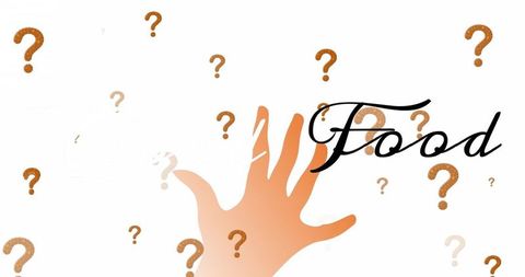 abstract hand with floating question marks and food script - Download Free Stock Images Pikwizard.com